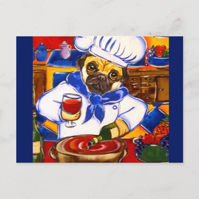 Carte Postale Pug Chef (Devant)