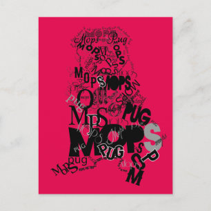 Carte Postale Pug en Type