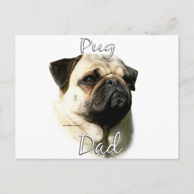 Carte Postale Pug (faon) Papa 2 (Devant)