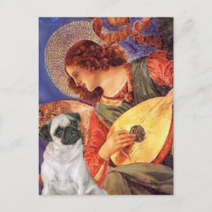 Carte Postale Pug H (faon) - Ange à la mandoline