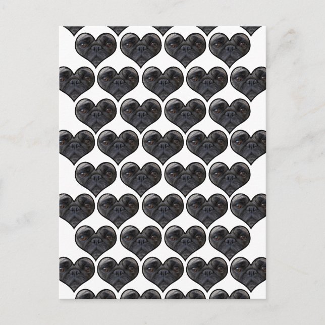 Carte Postale Pug Hearts (Devant)