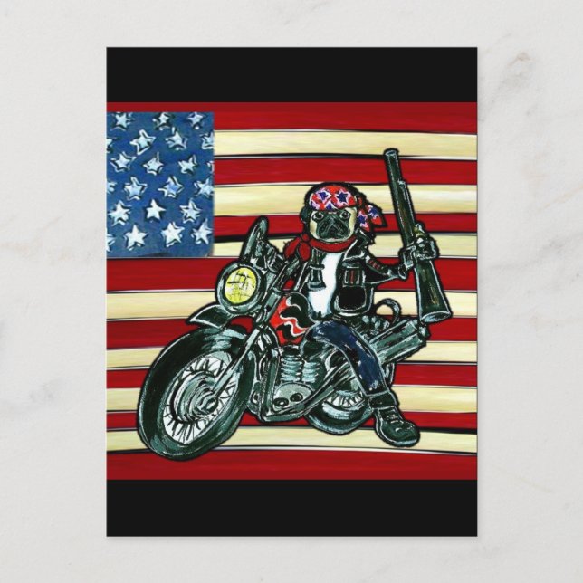 Carte Postale Pug motard (Devant)
