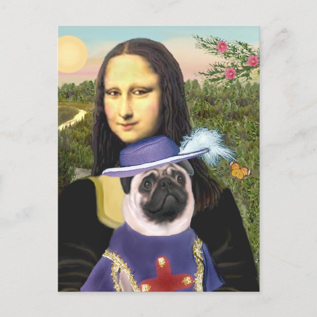 Carte Postale Pug (Sir) - Mona Lisa (Devant)