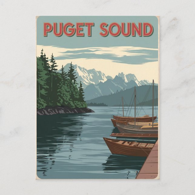 Carte Postale Puget Sound Vintage (Devant)