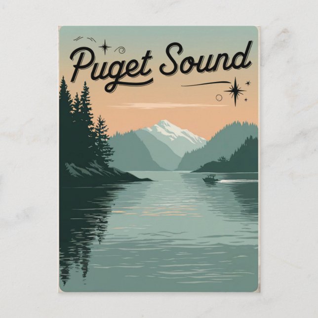 Carte Postale Puget Sound Washington Vintage (Devant)