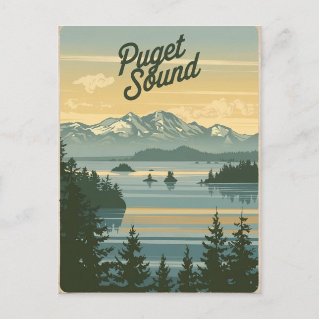 Carte Postale Puget Sound Washington Vintage (Devant)