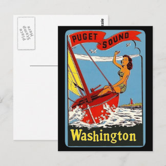Carte Postale Puget Sound Washington Vintage voyage Art