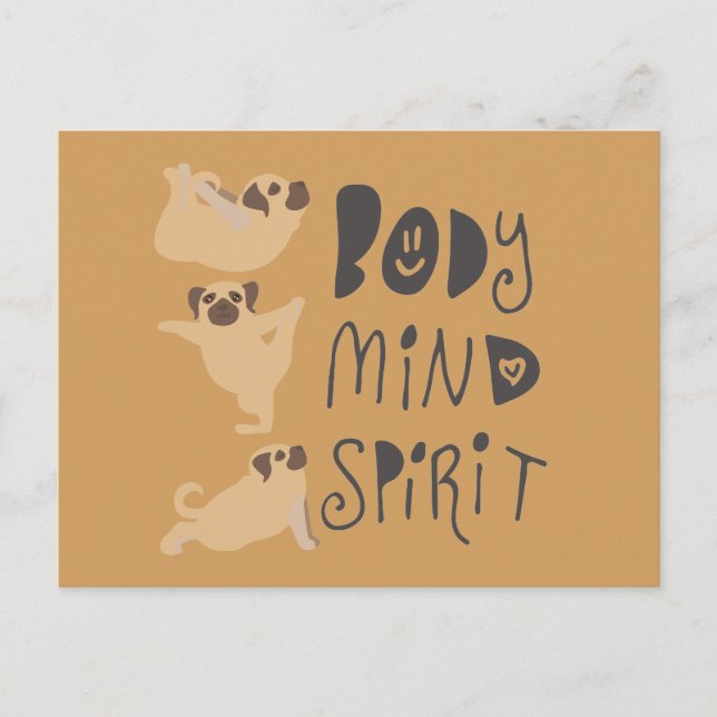 Carte Postale Pugs de yoga (Devant)