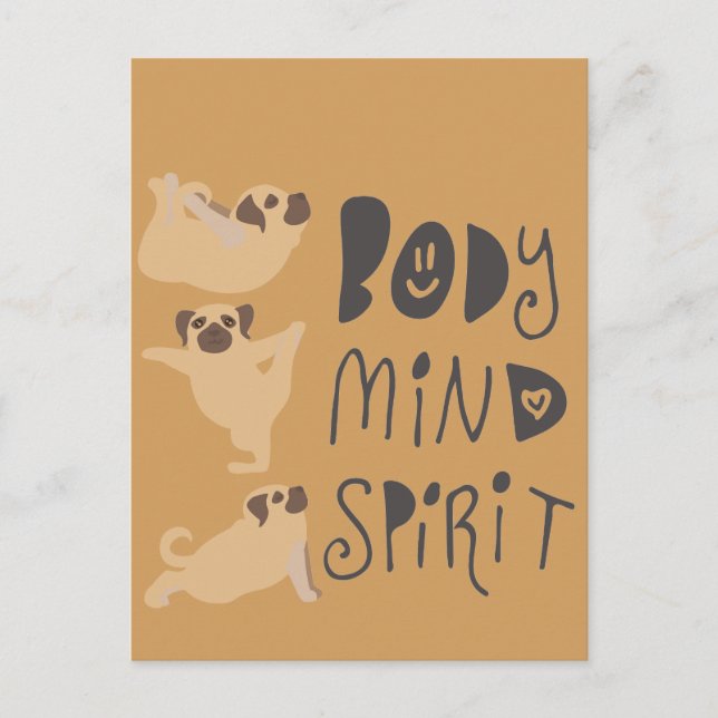 Carte Postale Pugs de yoga (Devant)
