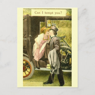 Carte Postale Puis-je vous tenter ? Kissing Romance Vintage