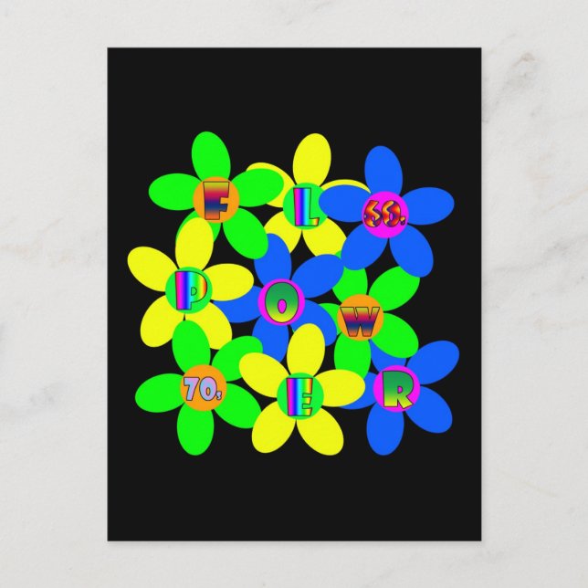 Carte Postale Puissance des fleurs 60s-les années 70 (Devant)