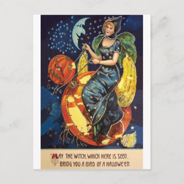 Carte Postale Puisse cette sorcière vous apporter un oiseau d'Ha (Devant)