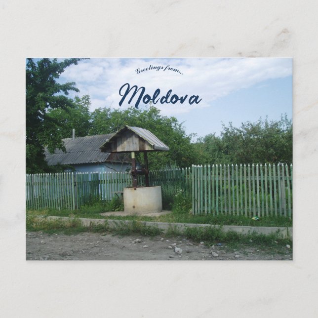 Carte Postale Puits public en Moldavie (Devant)