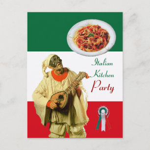 Carte Postale PULCINELLA ITALIAN KITCHEN PARTY Red Green Recette
