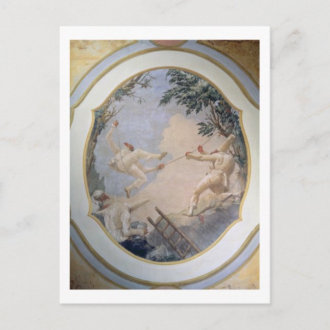 Carte Postale Pulcinella on a Swing, 1797 (fresque) (Devant)