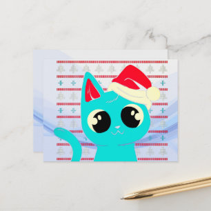 Carte Postale Pull Ugly Noël - Chat de Noël Drôle