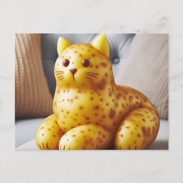 Carte Postale Pun un drôle de canapé Chat de pomme de terre (Devant)