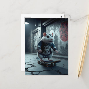 Carte Postale Punk Rock Goth Skateboard Hamster