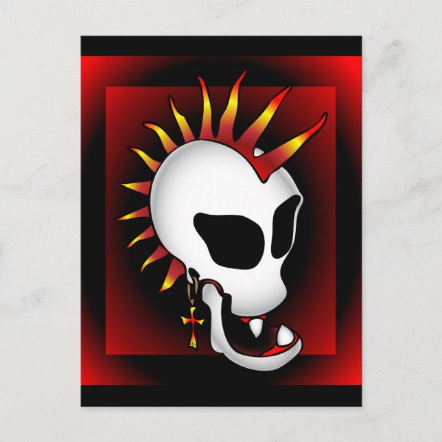 CARTE POSTALE PUNK SKULL-3 (Devant)