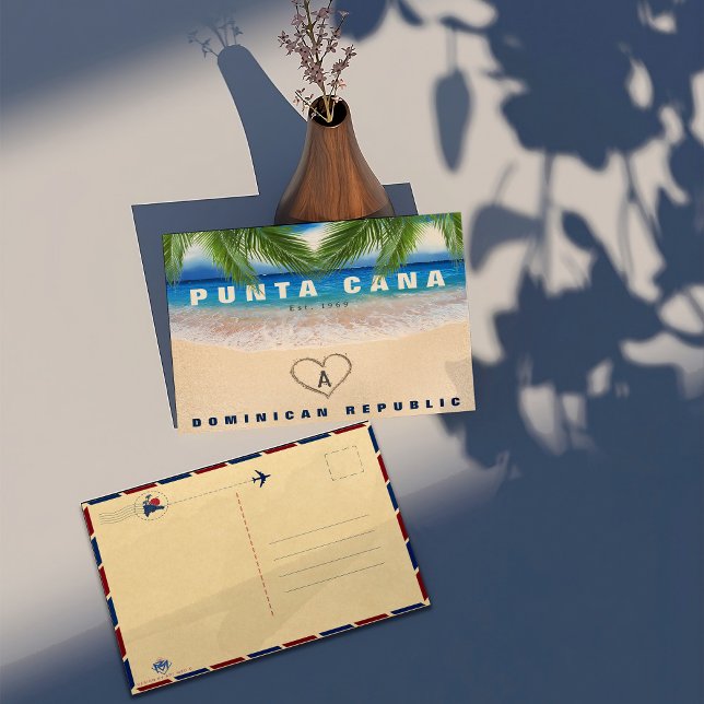 Carte Postale Punta Cana DR palmier feuille coeur souvenirs (Créateur téléchargé)