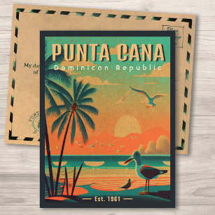 Carte Postale Punta Cana DR Retro Seagull Souvenir 1950