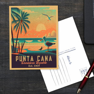 Carte Postale Punta Cana DR Retro Sunset Souvenirs 1960