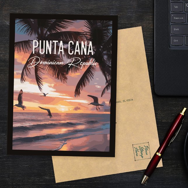 Carte Postale Punta Cana DR Seagull Souvenir tropical rétro (Créateur téléchargé)