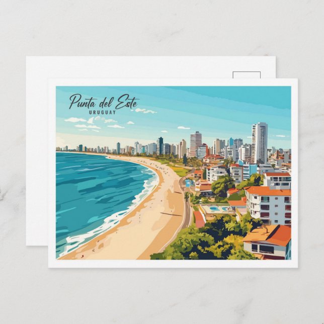 Carte Postale Punta del Este Uruguay Illustration Voyage (Devant / Derrière)