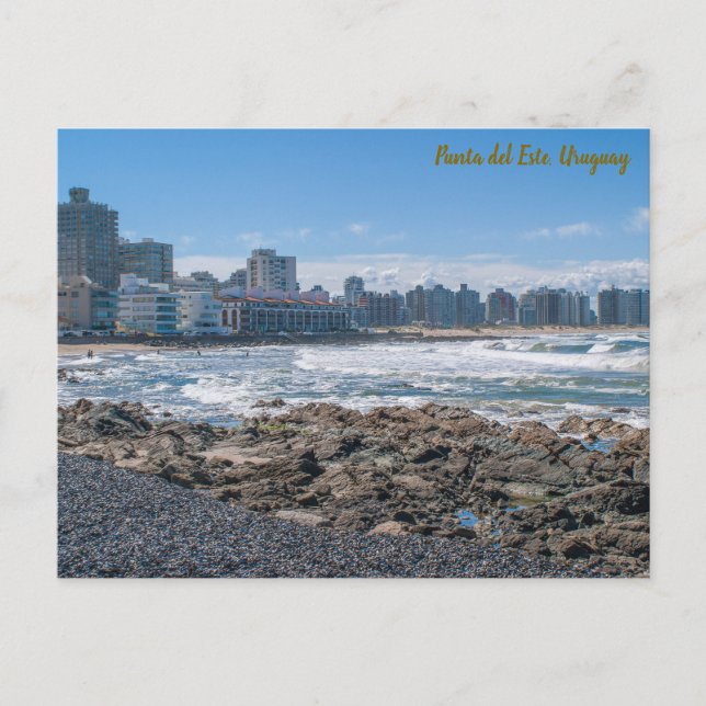 Carte Postale Punta del Este, Uruguay, Playa El Emir & City View (Devant)
