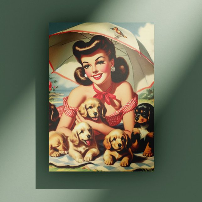 Carte Postale Puppies mignonnes Pin Vintage (Créateur téléchargé)