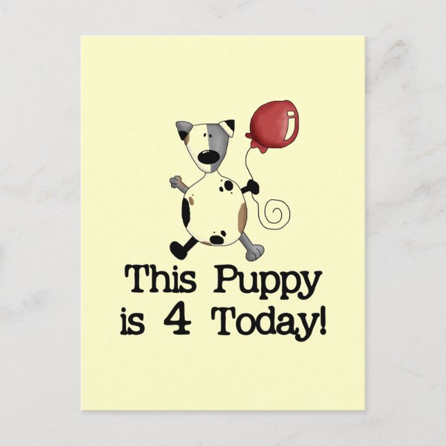 Carte Postale Puppy est 4 Tshirts et cadeaux d'anniversaire (Devant)