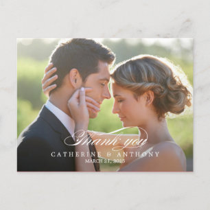 Carte Postale Pure Elegance Wedding Thank You Card - White