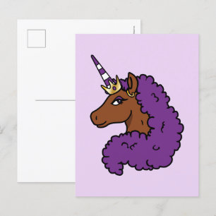 Carte Postale Purple Afro Unicorn