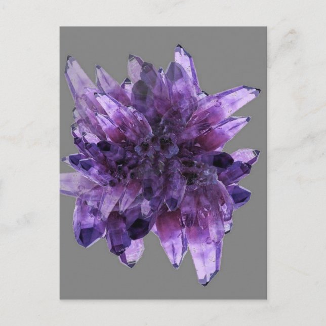 CARTE POSTALE PURPLE AMÉTHYST QUARTZ CRYSTALS MINÉRAL (Devant)