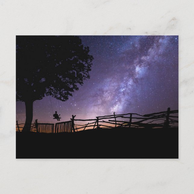 Carte Postale Purple Blue Night Sky Space Univers (Devant)