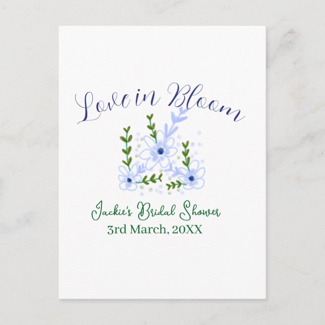 Carte Postale Purple boho love in Bloom bridal shower name retro (Devant)