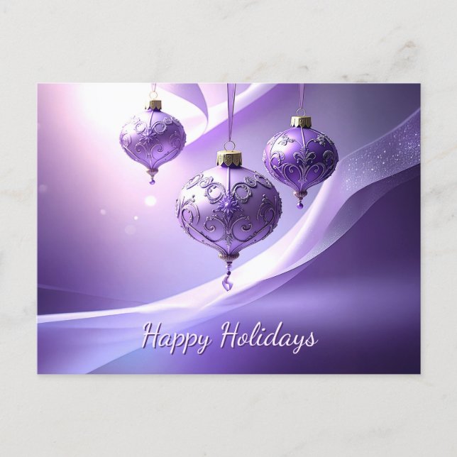 Carte Postale Purple Decorative Christmas Ball Holiday Postcard (Devant)