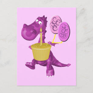Carte Postale Purple Dragon Cupcake Balloons