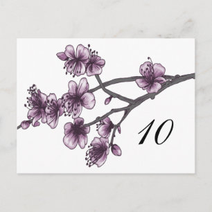 Carte Postale Purple Fleurs simples de cerises Numéro de tableau