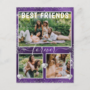 Carte Postale Purple Foil & Paillettes Argentées 3 Meilleures Am