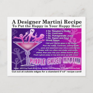 Carte Postale Purple Ghost Halloween Martini Recet