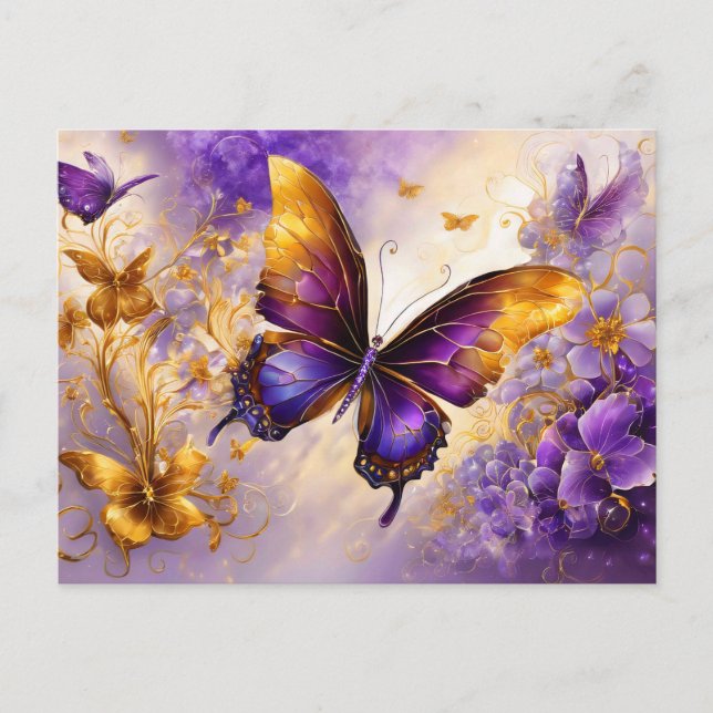 Carte Postale Purple & Gold Butterfly # 15 (Devant)