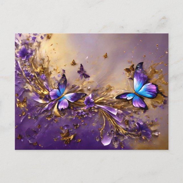 Carte Postale Purple & Gold Butterfly # 21 (Devant)