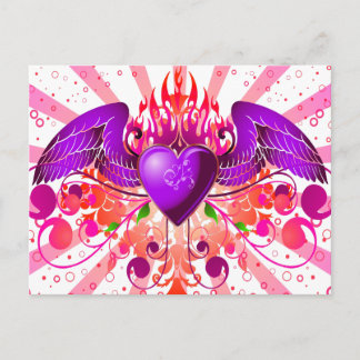 Carte Postale Purple Grunge Aiguille Coeur Conception