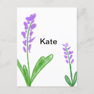 Carte Postale Purple lavande florale aquarelle ajouter nom cu