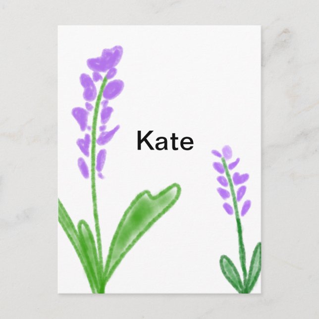 Carte Postale Purple lavande florale aquarelle ajouter nom cu (Devant)