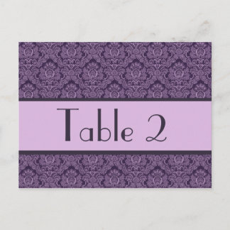 Carte Postale Purple & Lilac Damask Wedding Table Number Card