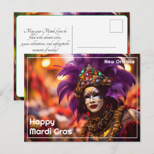 Carte Postale 💚💜💛Purple Majesty : Élégance de Mardi Gras