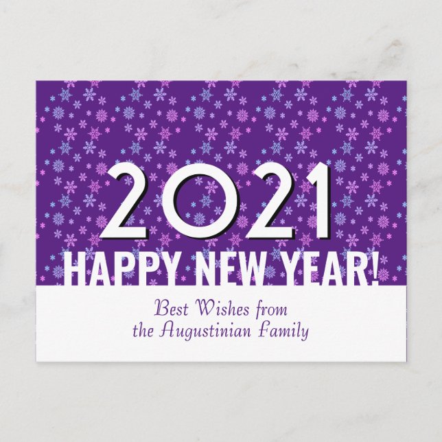 Carte Postale Purple moderne | Flocon de neige | Bonne année | 2 (Devant)