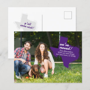 Carte Postale Purple Nous Avons Déménagé - Dotted Texas Moving